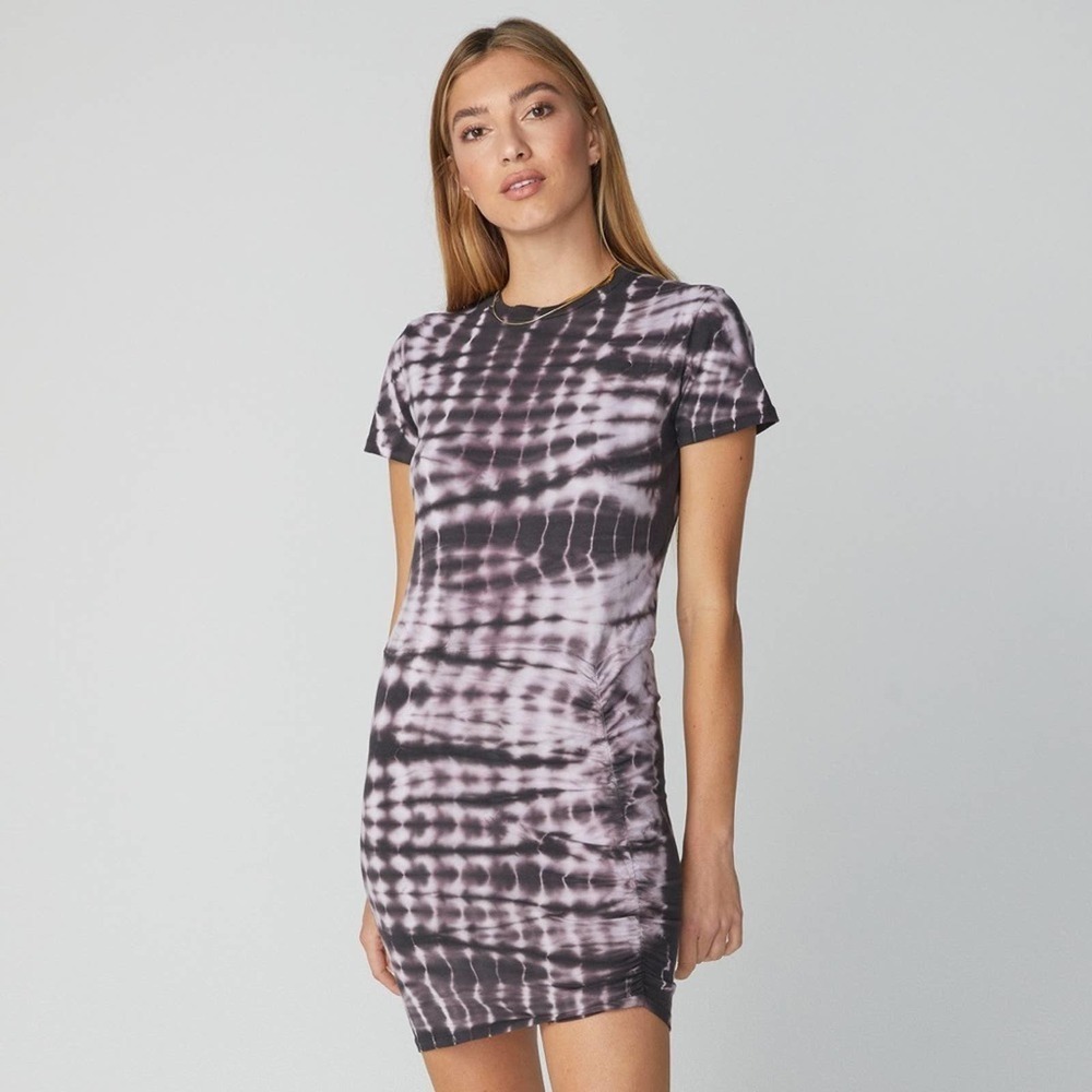 MONROW Shirred Dress with Alligator Tie Dye Size M